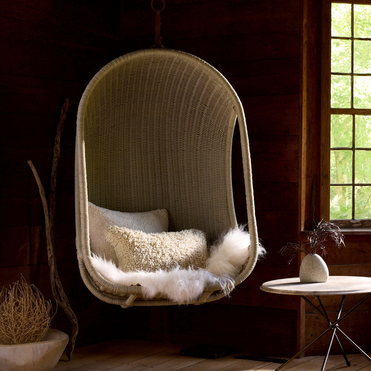 Handmade Wool Shag Pillow in Ivory, 16x24 - Bloomist