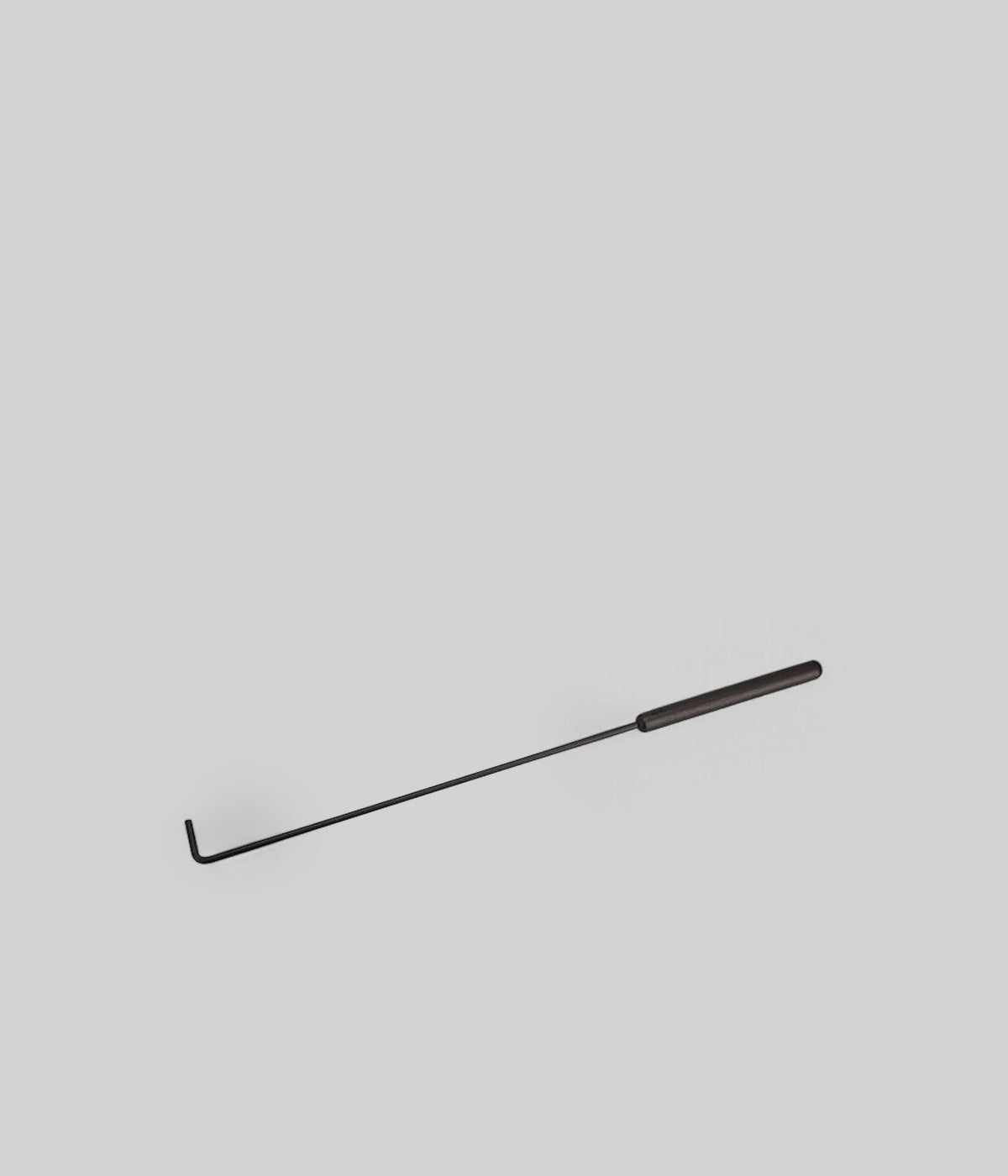 Sculptural black fireplace tool set by Kaschkasch with oak handles