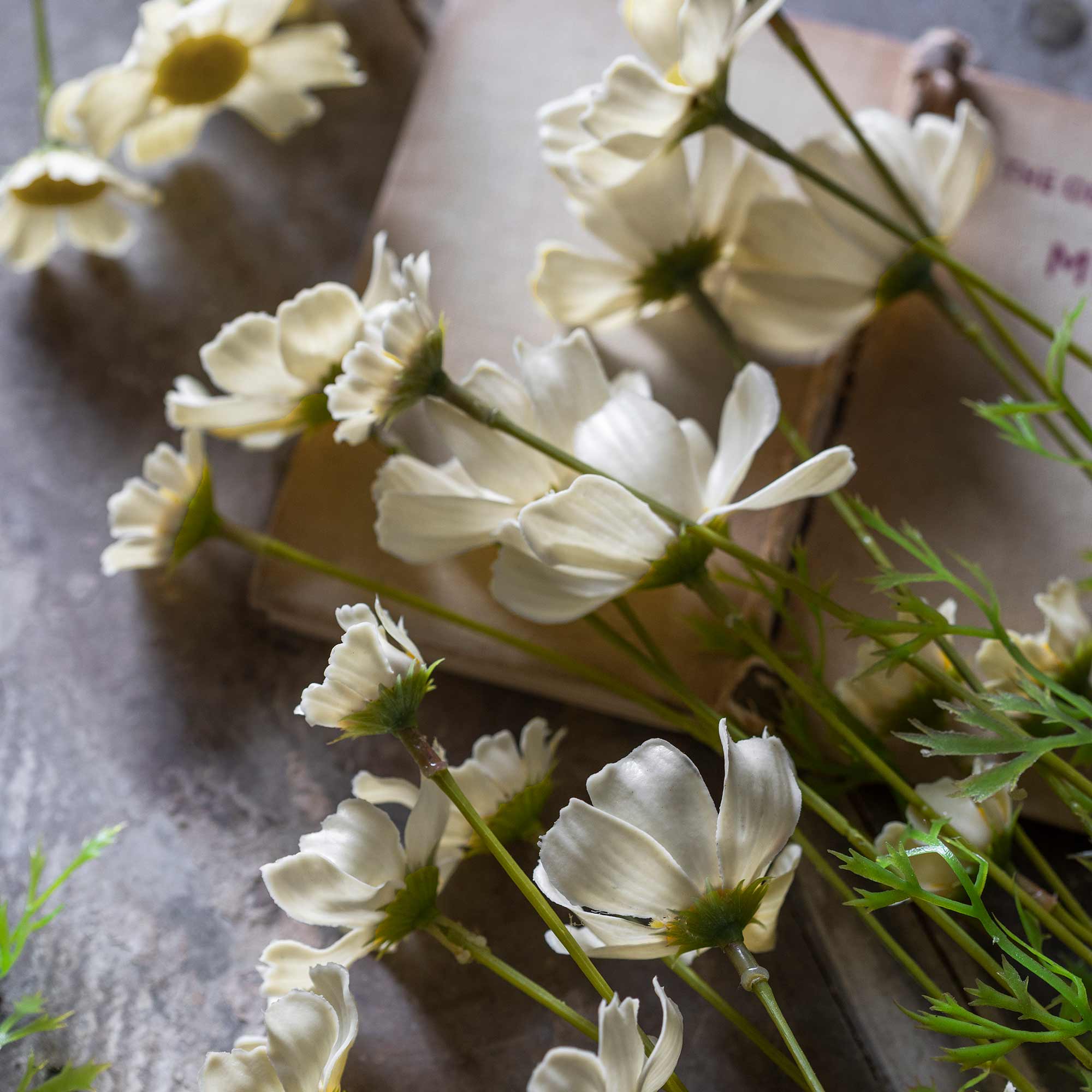 Buttermilk artificial cosmos flowers for a relaxed floral arrangement