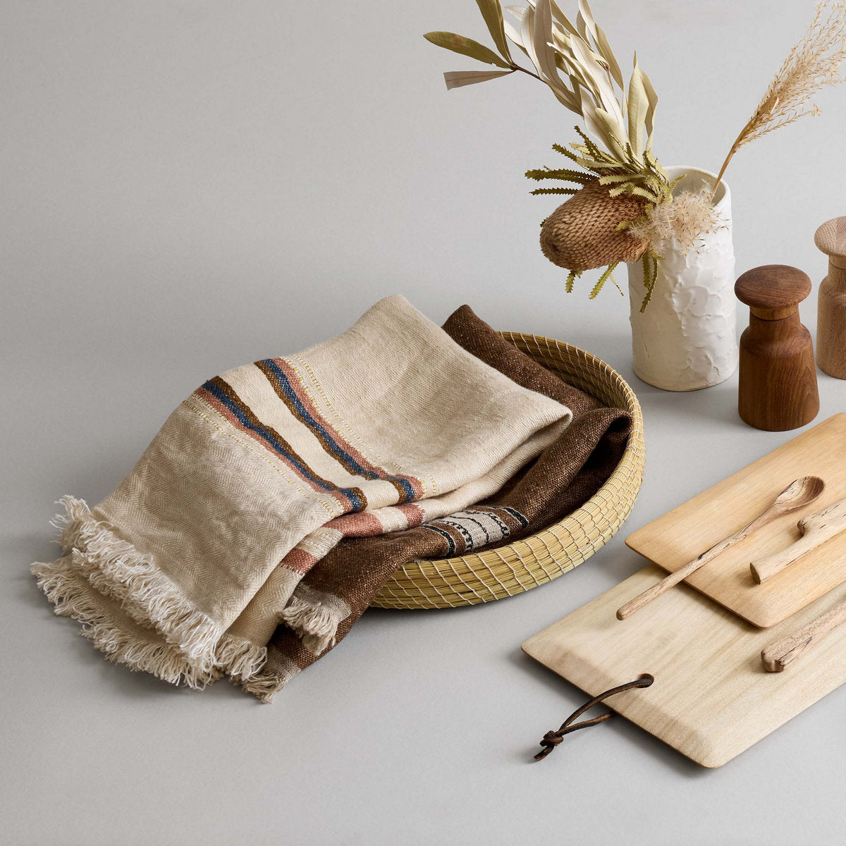 Durable and absorbent flax linen towel designed for modern minimalist living