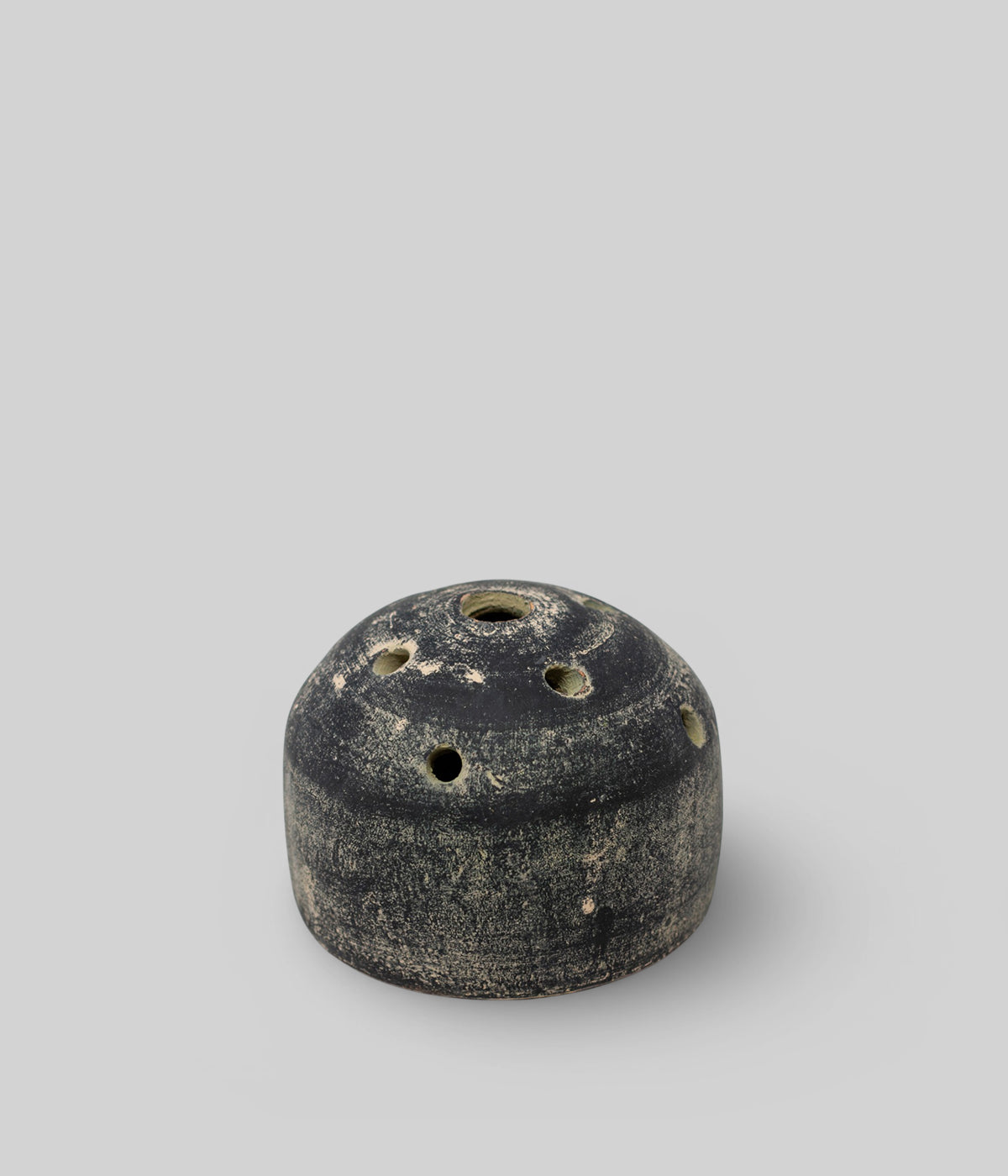 Grey terra cotta stem holder vase with perforated openings