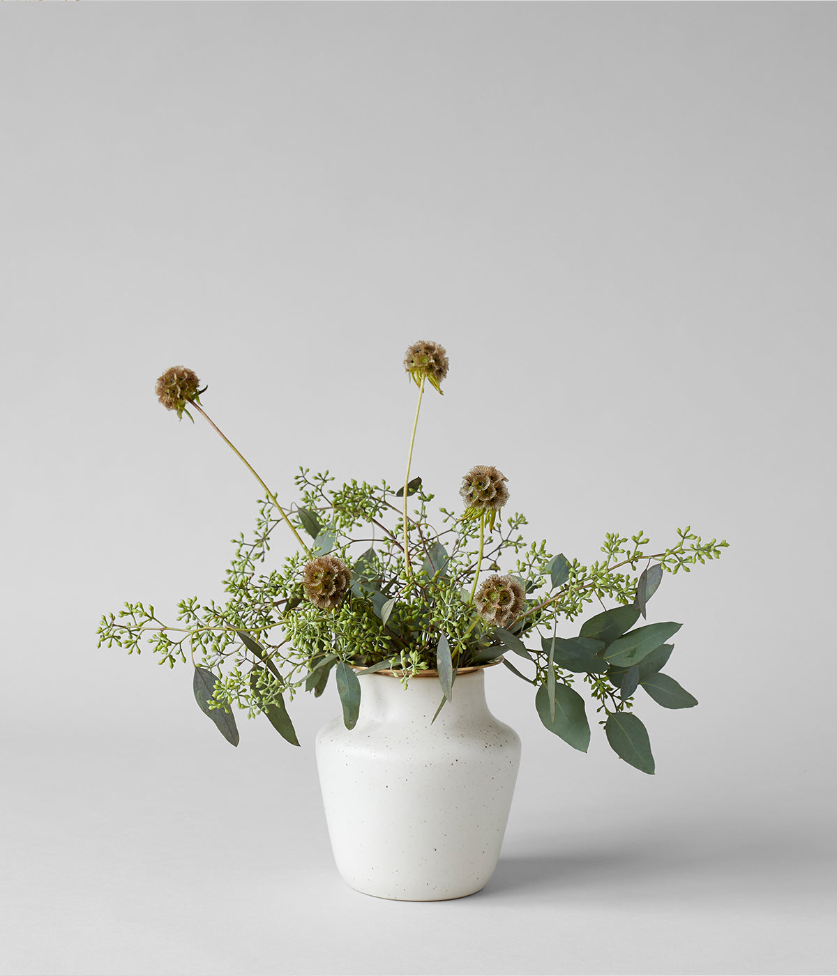 Bloomist ceramic Ikebana vase set with brass frogs for seasonal centerpieces and decor