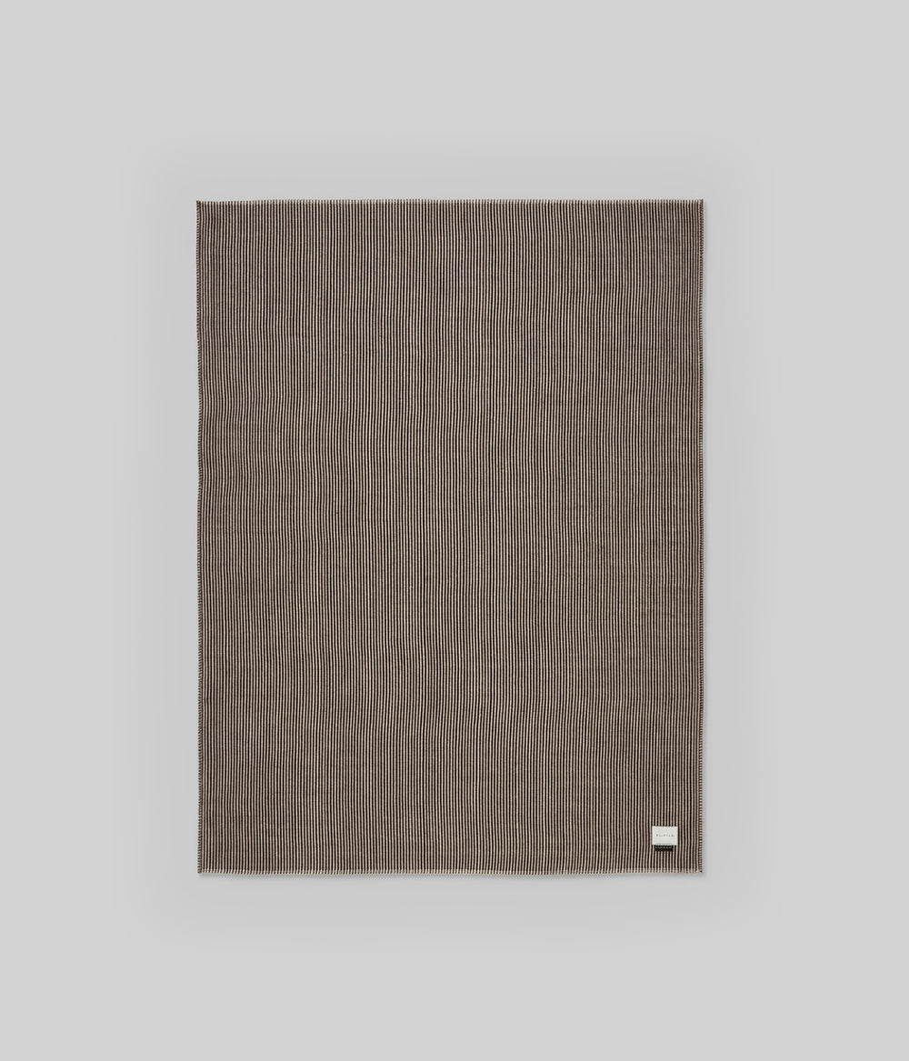Cortez zero dye alpaca reversible throw 53x70 Ivory Coffee micro stripe
