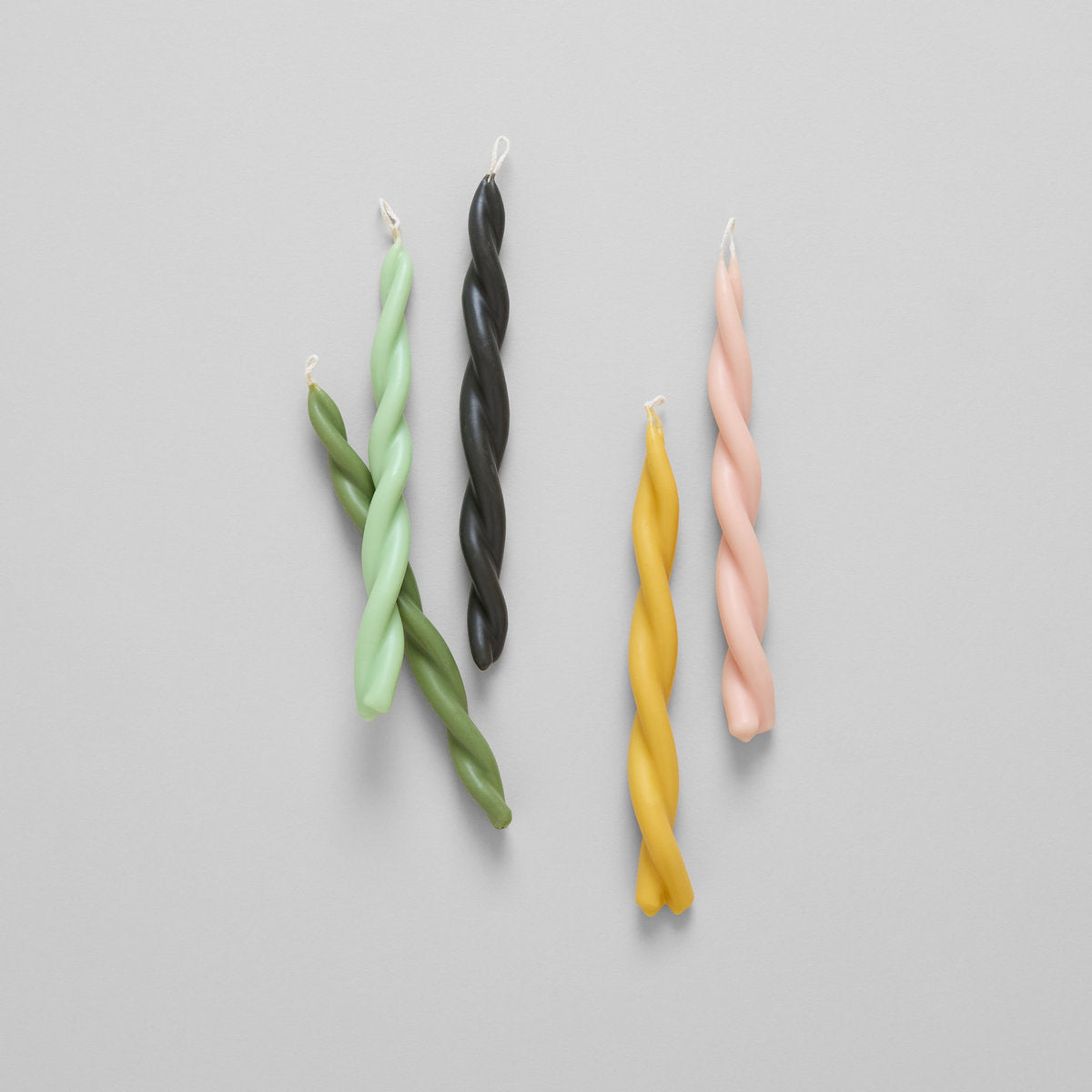 Hand-Twisted Beeswax Candles, Set of 4, Cool Tones - Bloomist