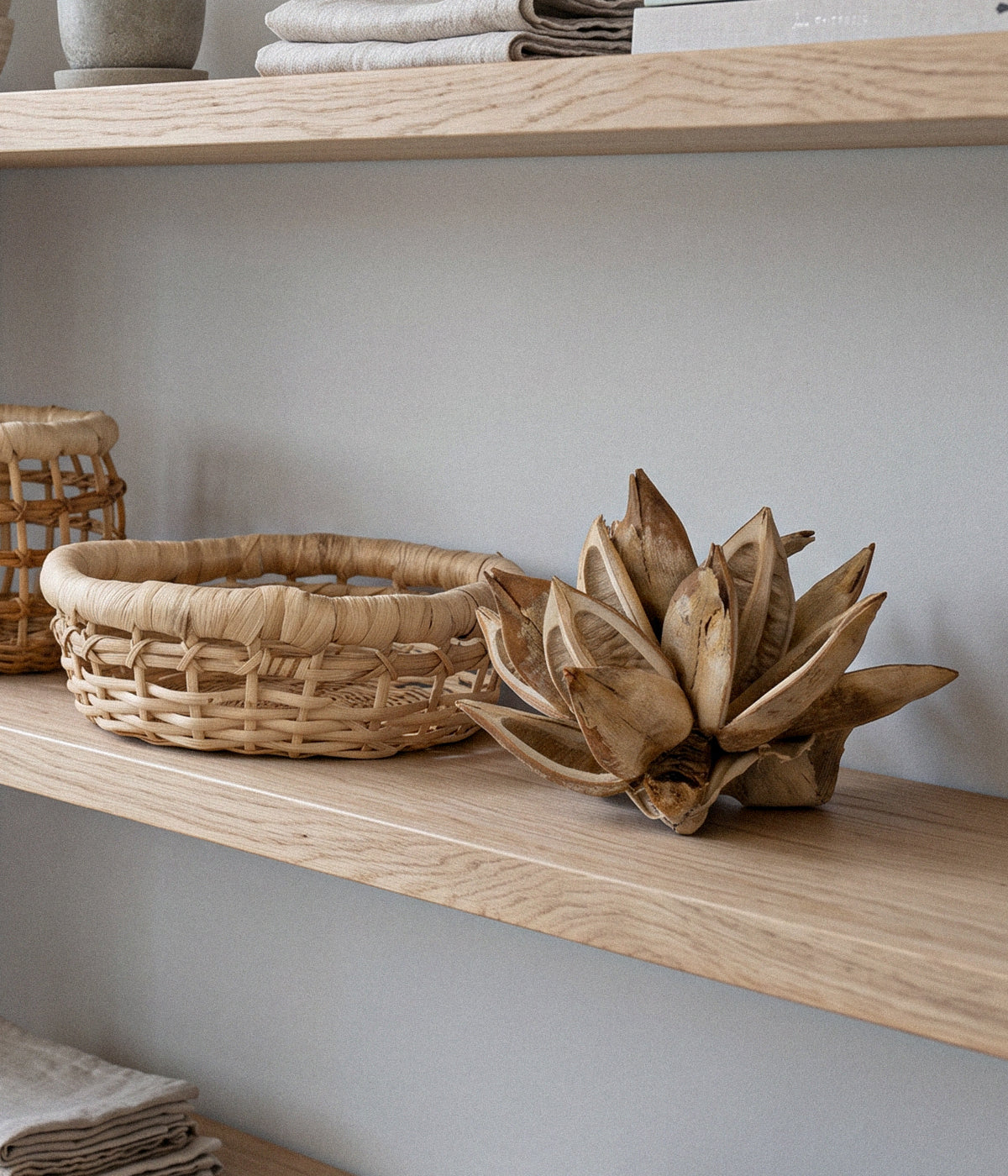 Dried Bleached Star Pod with layered open seed pods in a pale bleached finish.
