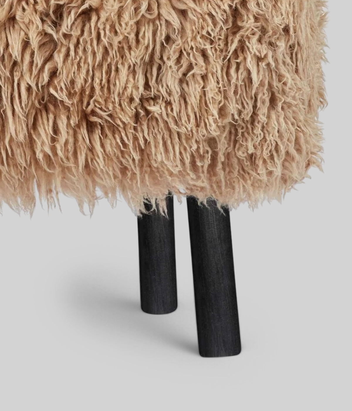 long wool Emil foot rest stool black 