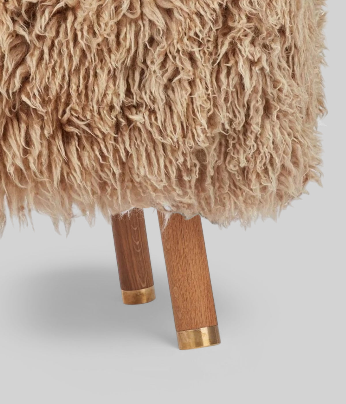wool Emil foot rest stool oak brass
