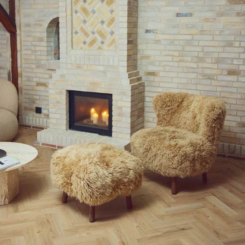 foot rest stool honey wool cozy