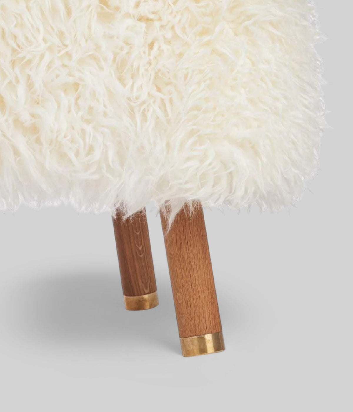 long wool Emil foot rest stool oak