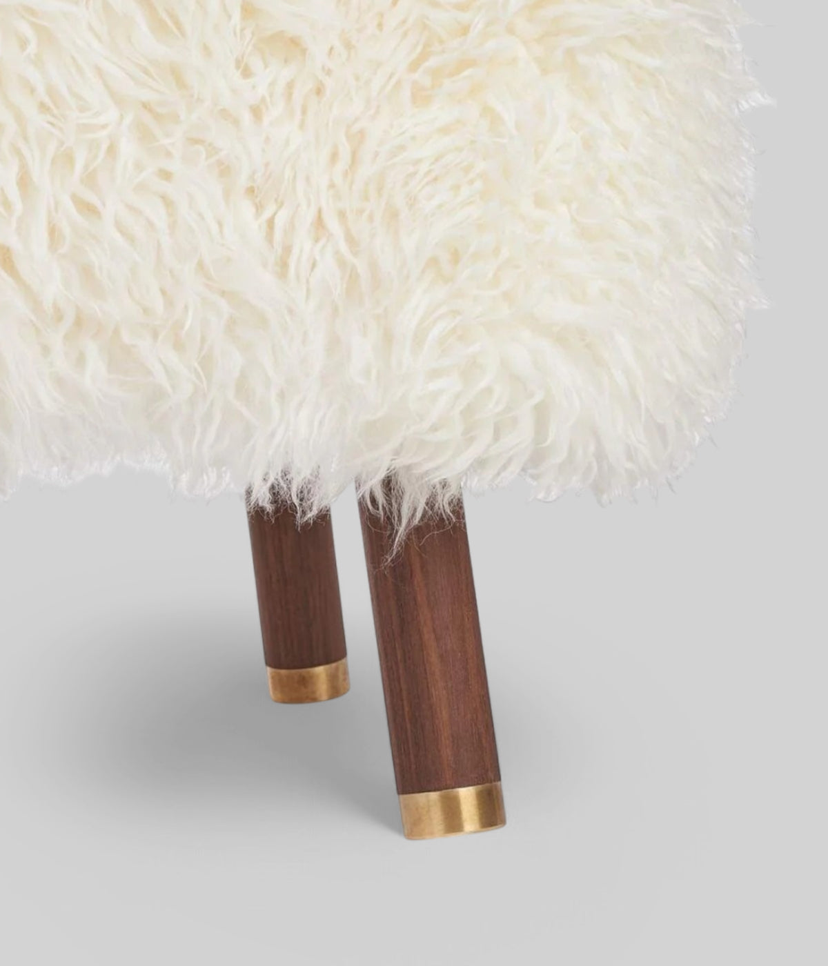 long wool Emil foot rest stool walnut 