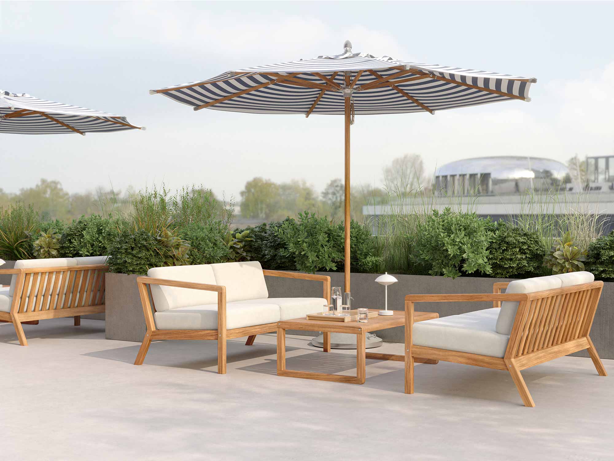 dark blue stripe waterproof round umbrella
