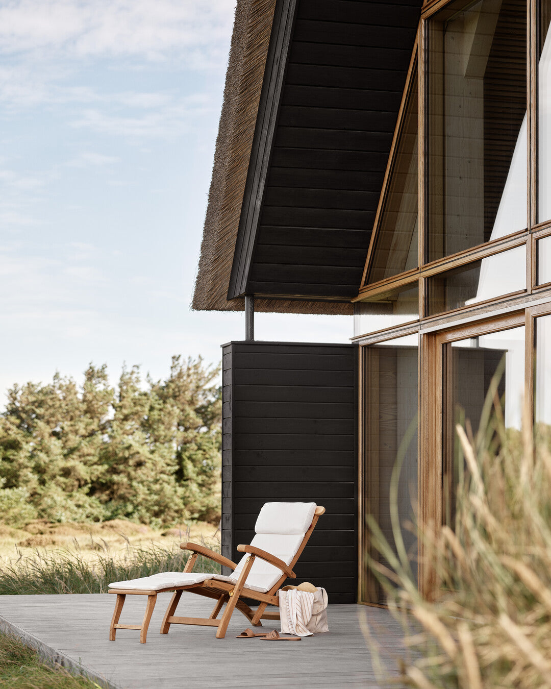 folding teak recliner chair
