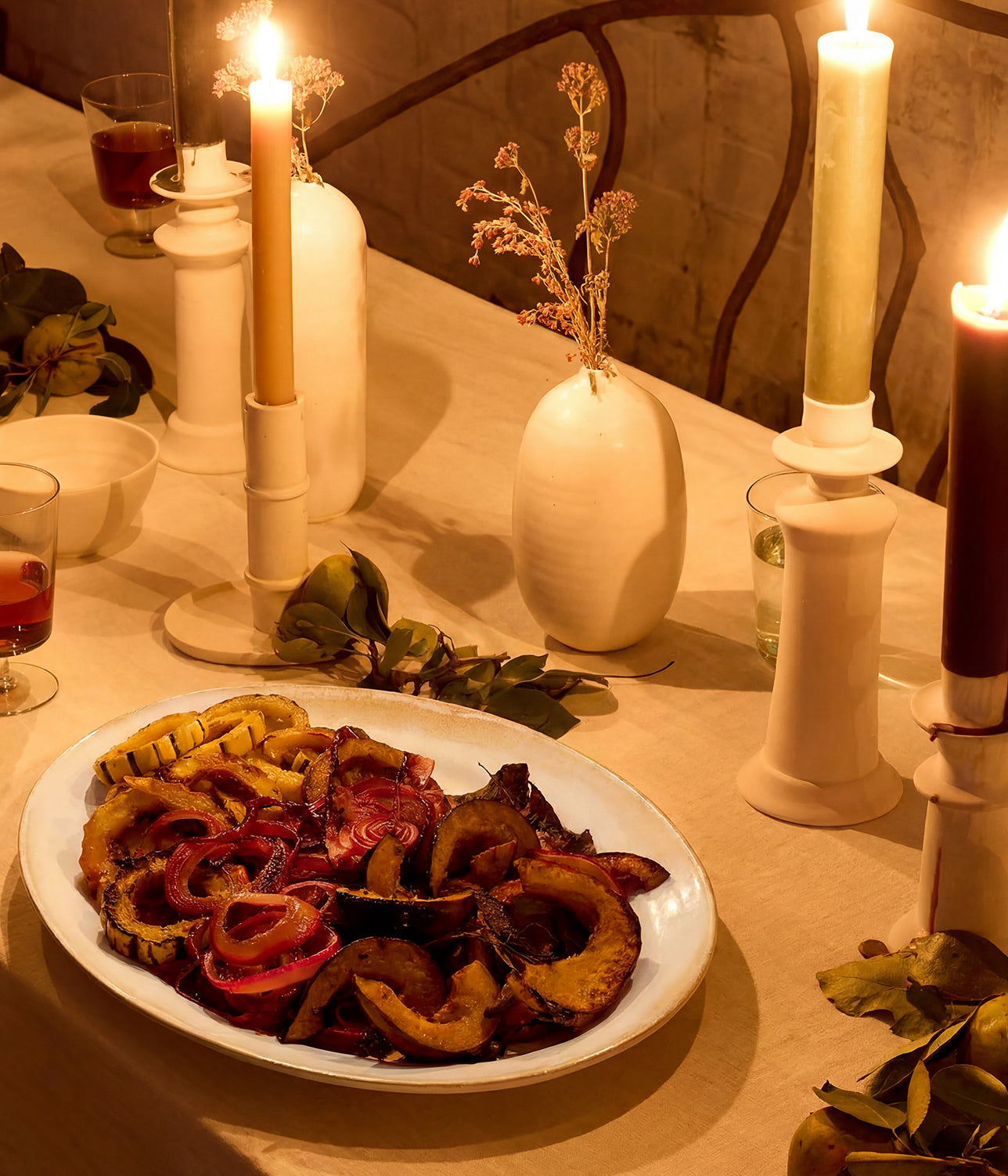 Platter Ceramic with Food Displayed
