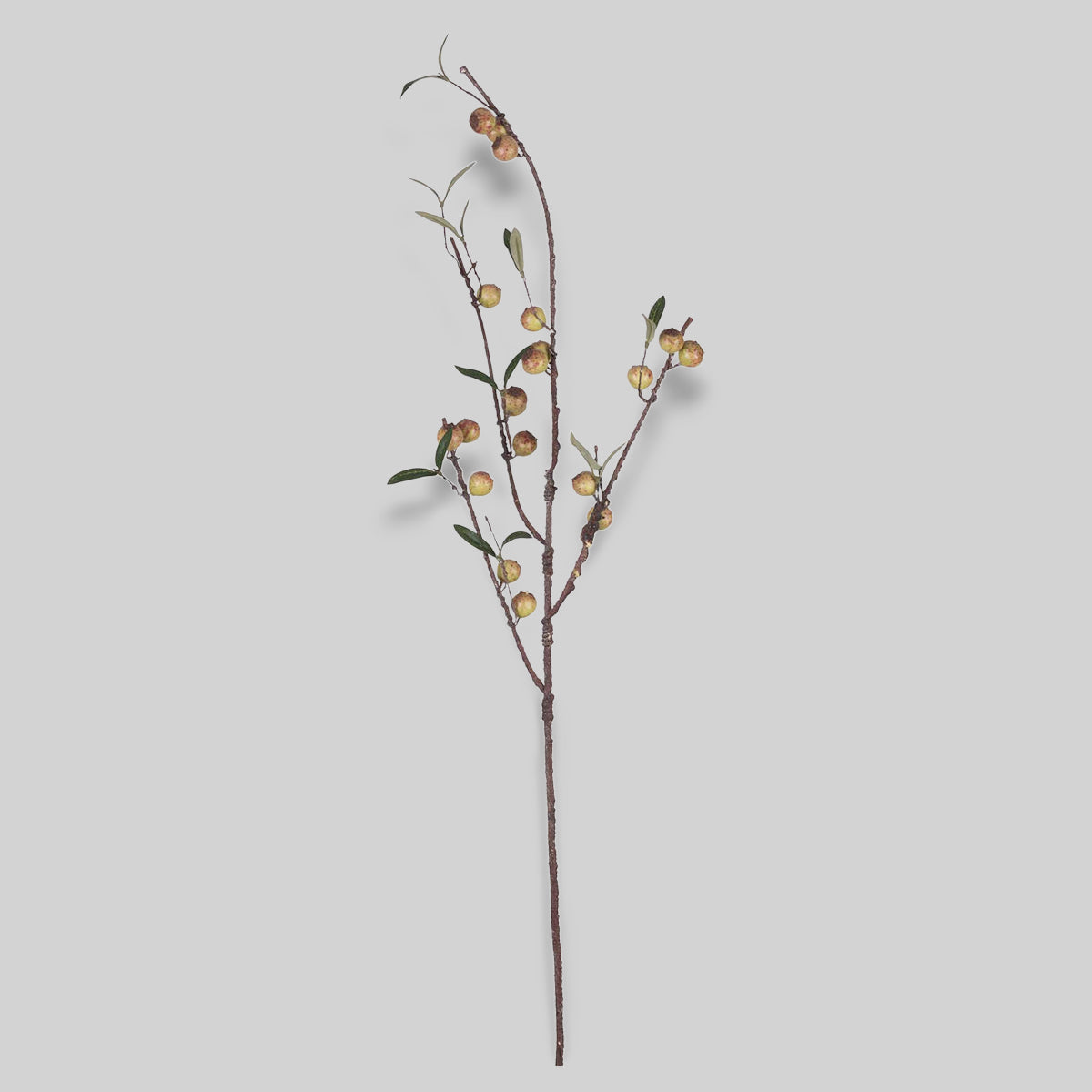 Faux Rosehip Branch with hand-painted mottled berries for seasonal displays