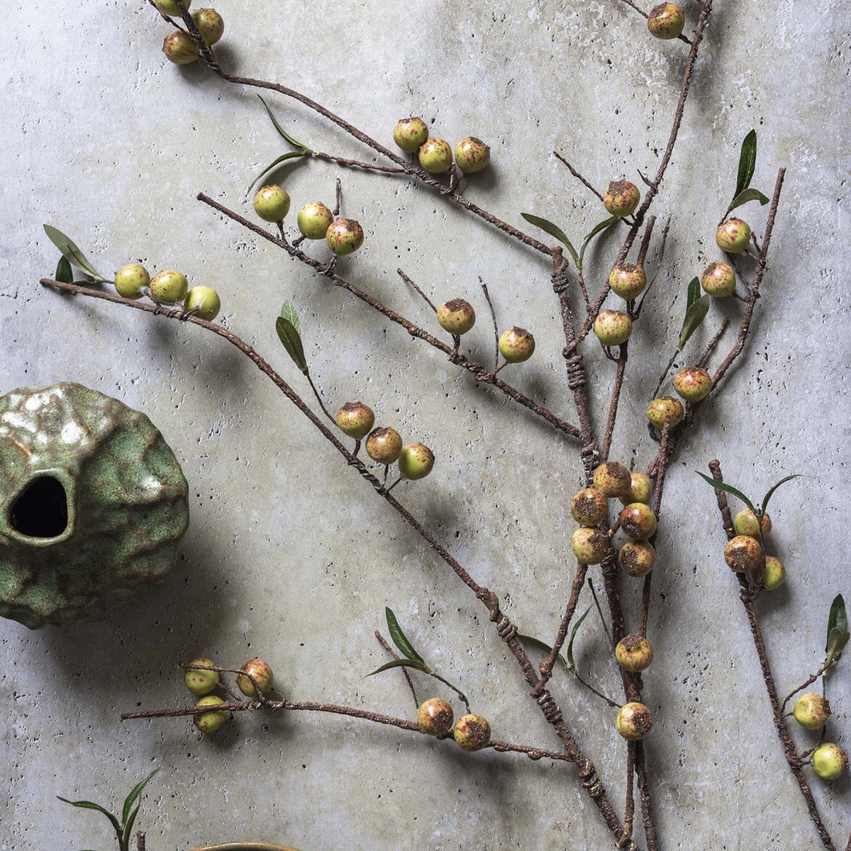 Faux rosehip branch perfect for entryway urns for autumn or year-round decor