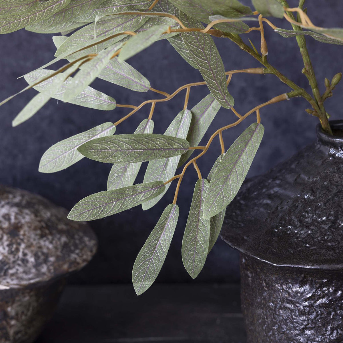 Lifelike Faux Willow Eucalyptus Stem with airy green foliage for tall arrangements