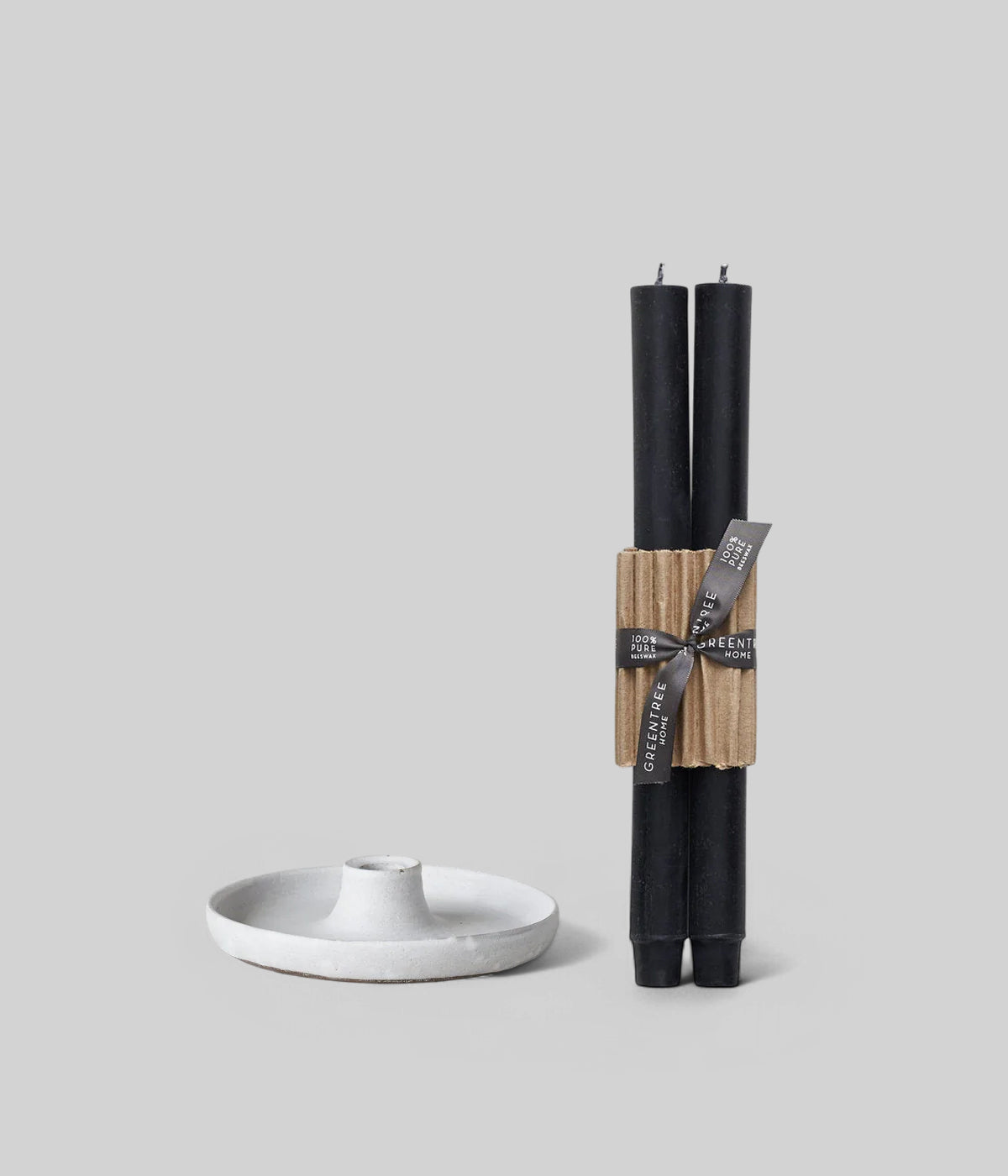 Candle Holder Set with candle holder and church tapers in black