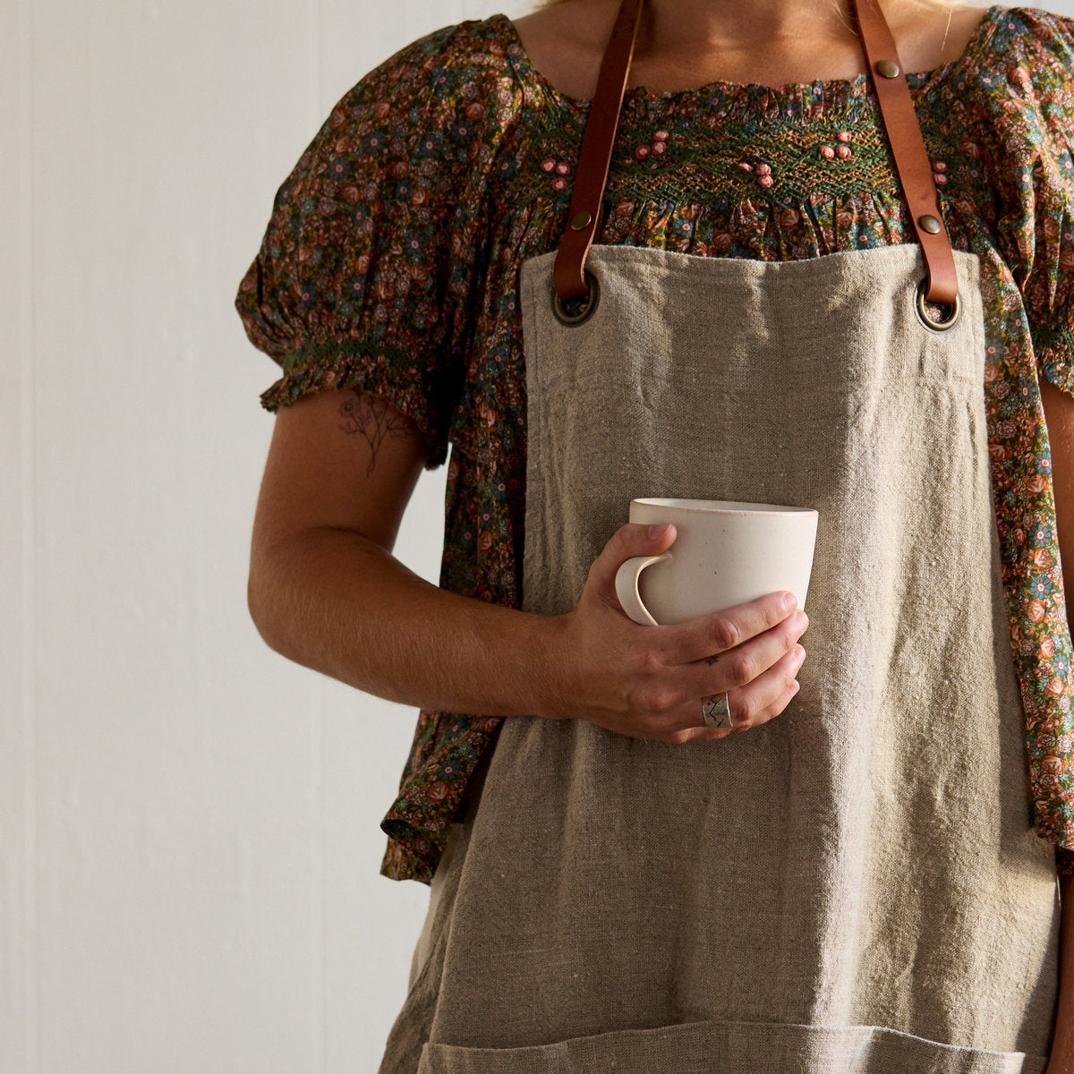 Hand thrown coffee mug with tapered form and smooth rim