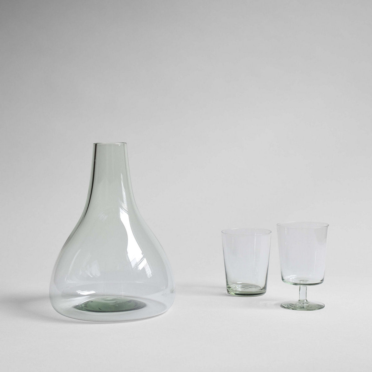 Water glasses with subtle green tint and handcrafted variations
