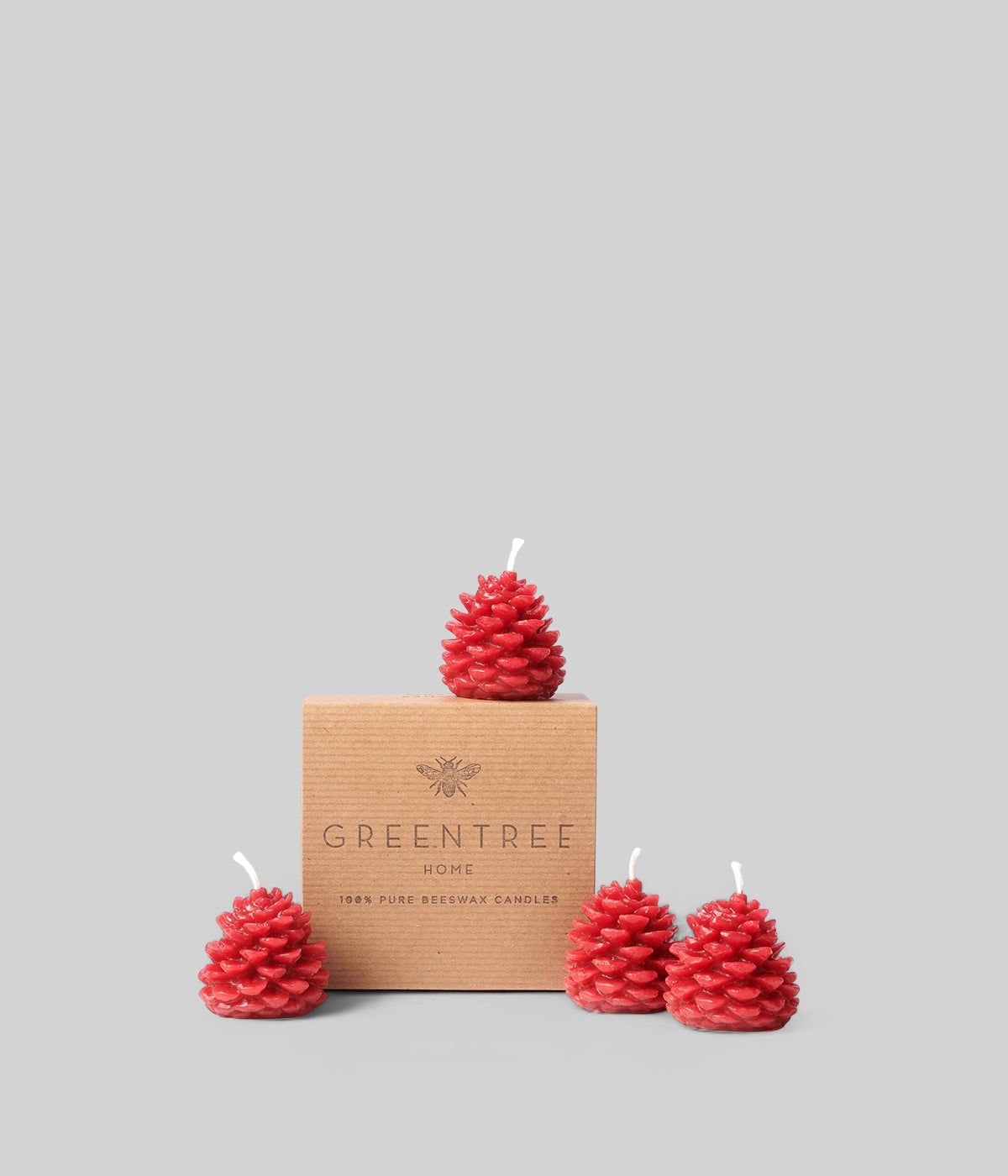Bittersweet red beeswax wee pine cone candle in gift box set of four
