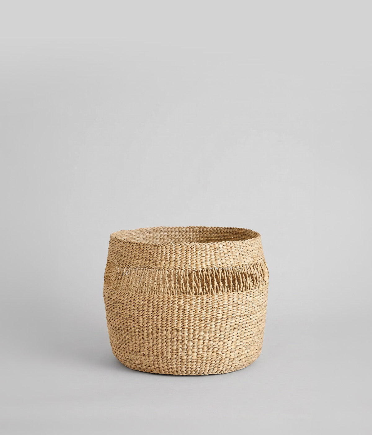 African bolga basket handwoven from elephant grass with mixed weave pattern