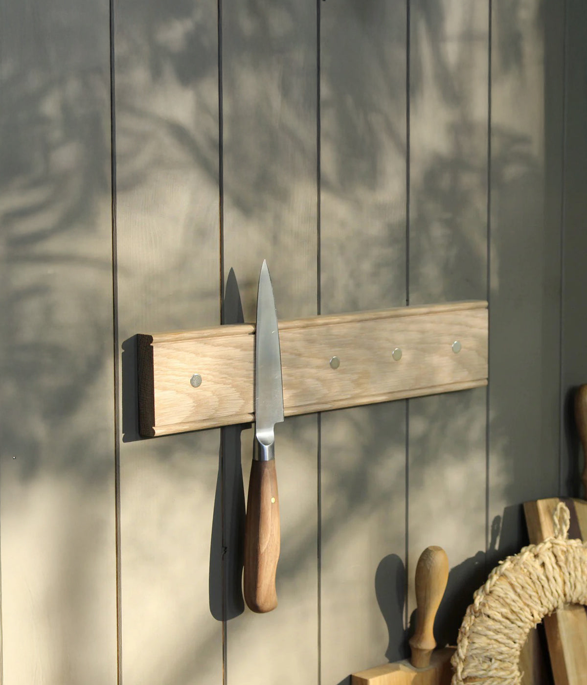 Wall-Mounted Magnetic Knife Holder made from FSC-certified oak