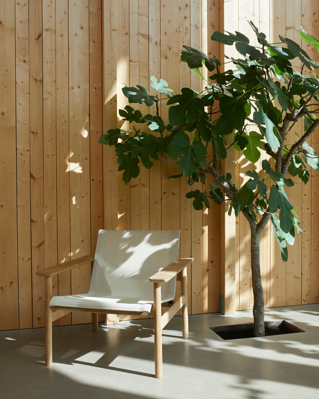 Weather-resistant teak sun lounger
