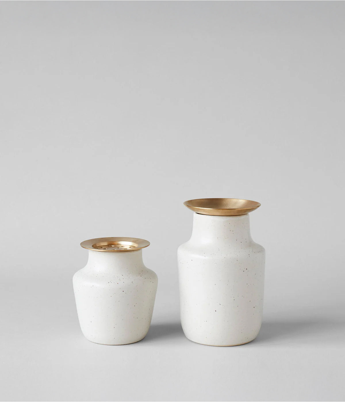 Small and tall Ikebana vases with brass frogs for Japanese style flower arrangements