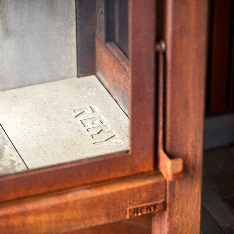 medium sized patio fireplace for entertaining