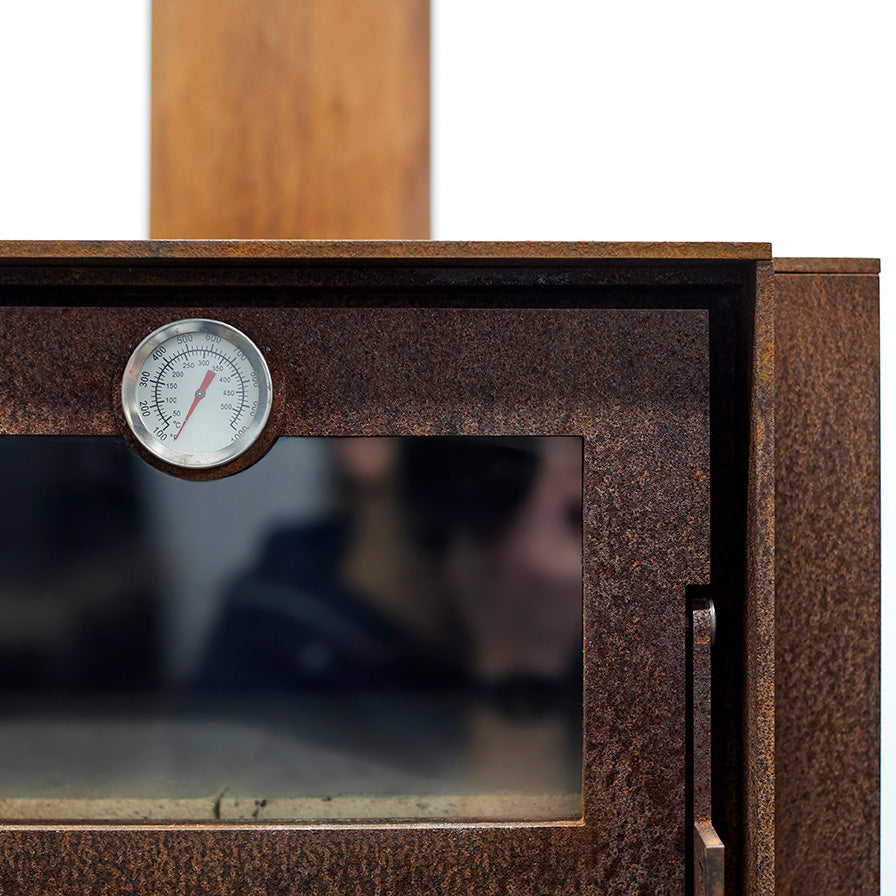 Space saving outdoor fireplace glass