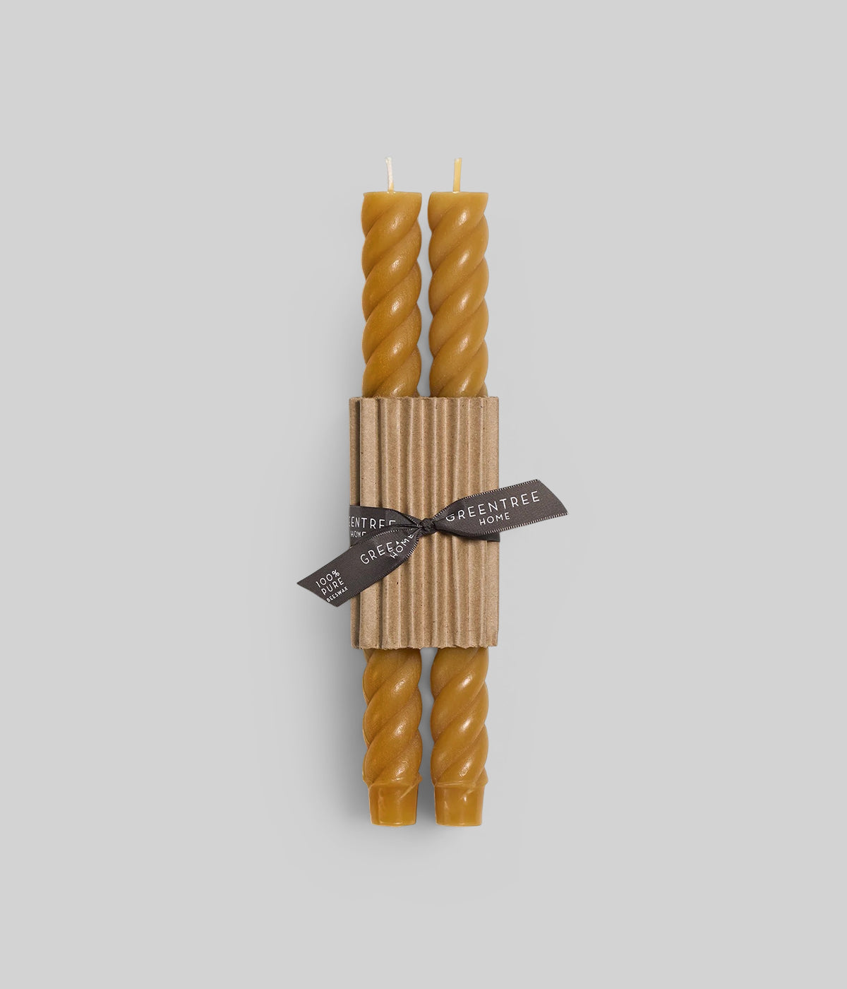 Natural beeswax candles taper with rope twist form hand-poured in New York