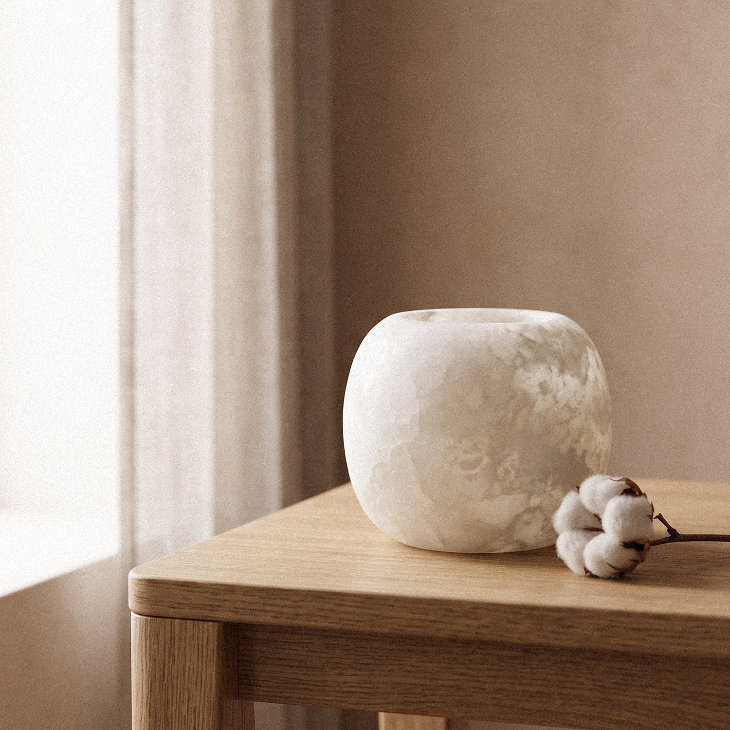Round Alabaster Candle Holder