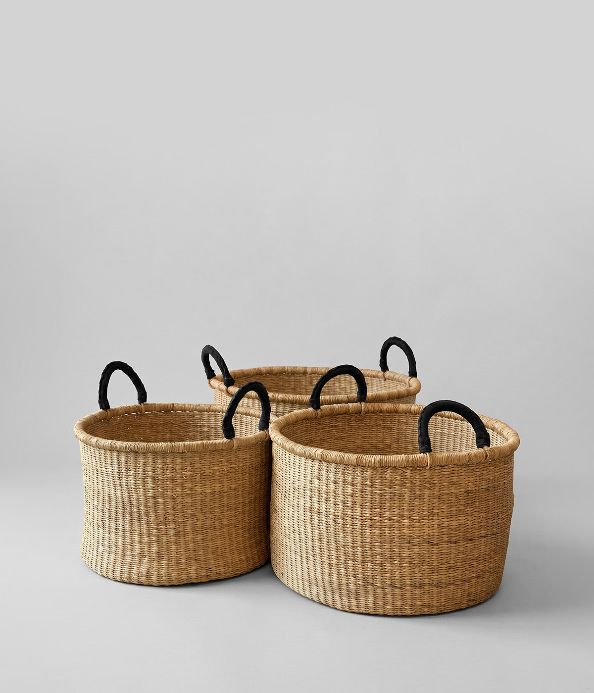 Low Laundry Basket with Black Handles