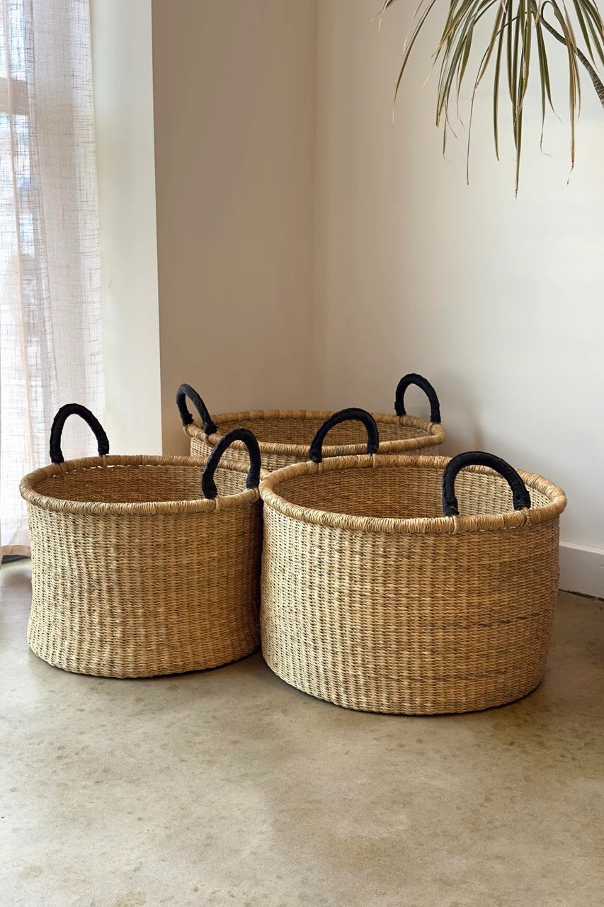 Elephant grass laundry baskets for easy access storage