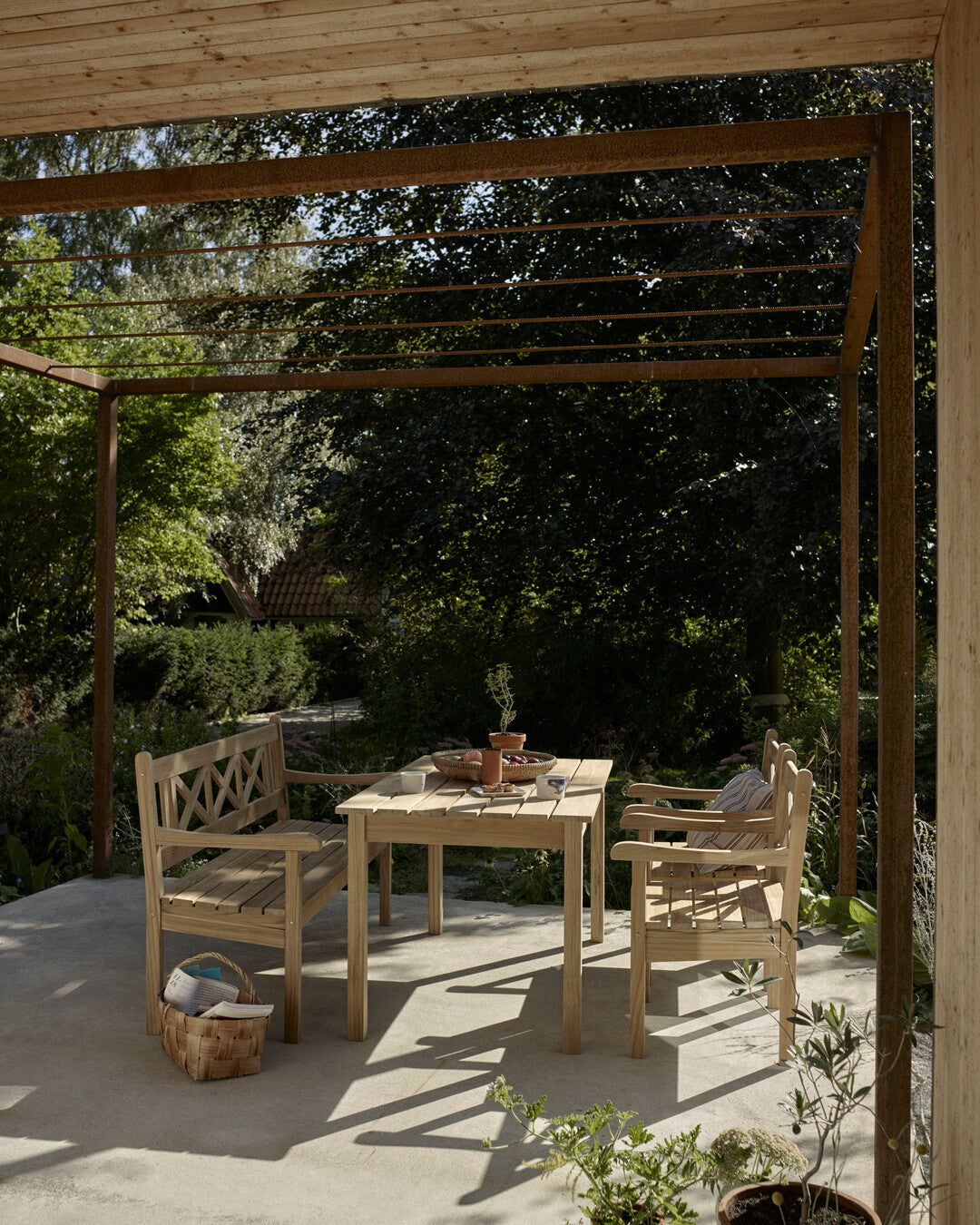 Classic wooden table for porches
