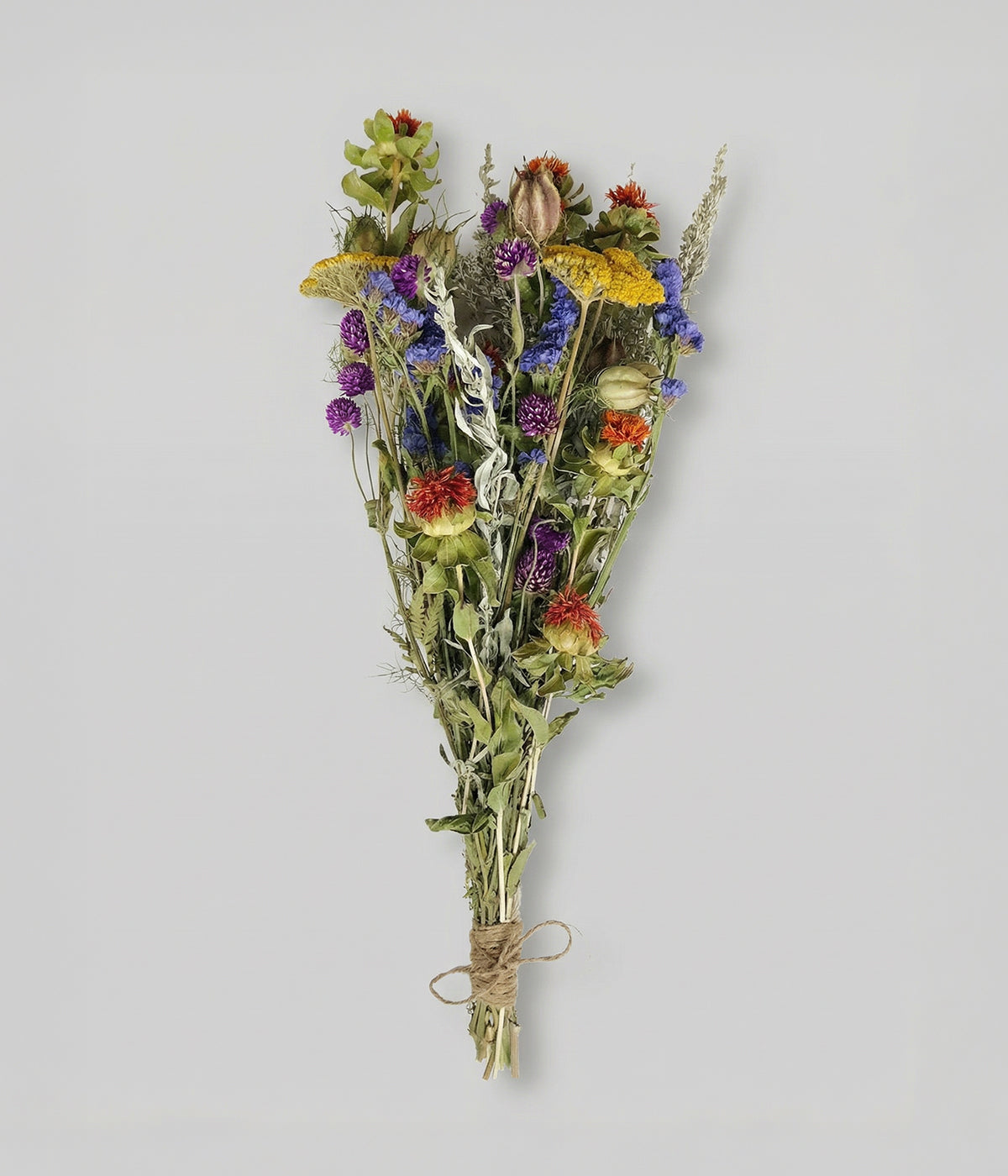 Solene colorful flower bouquet with purple, yellow, orange, and blue blooms