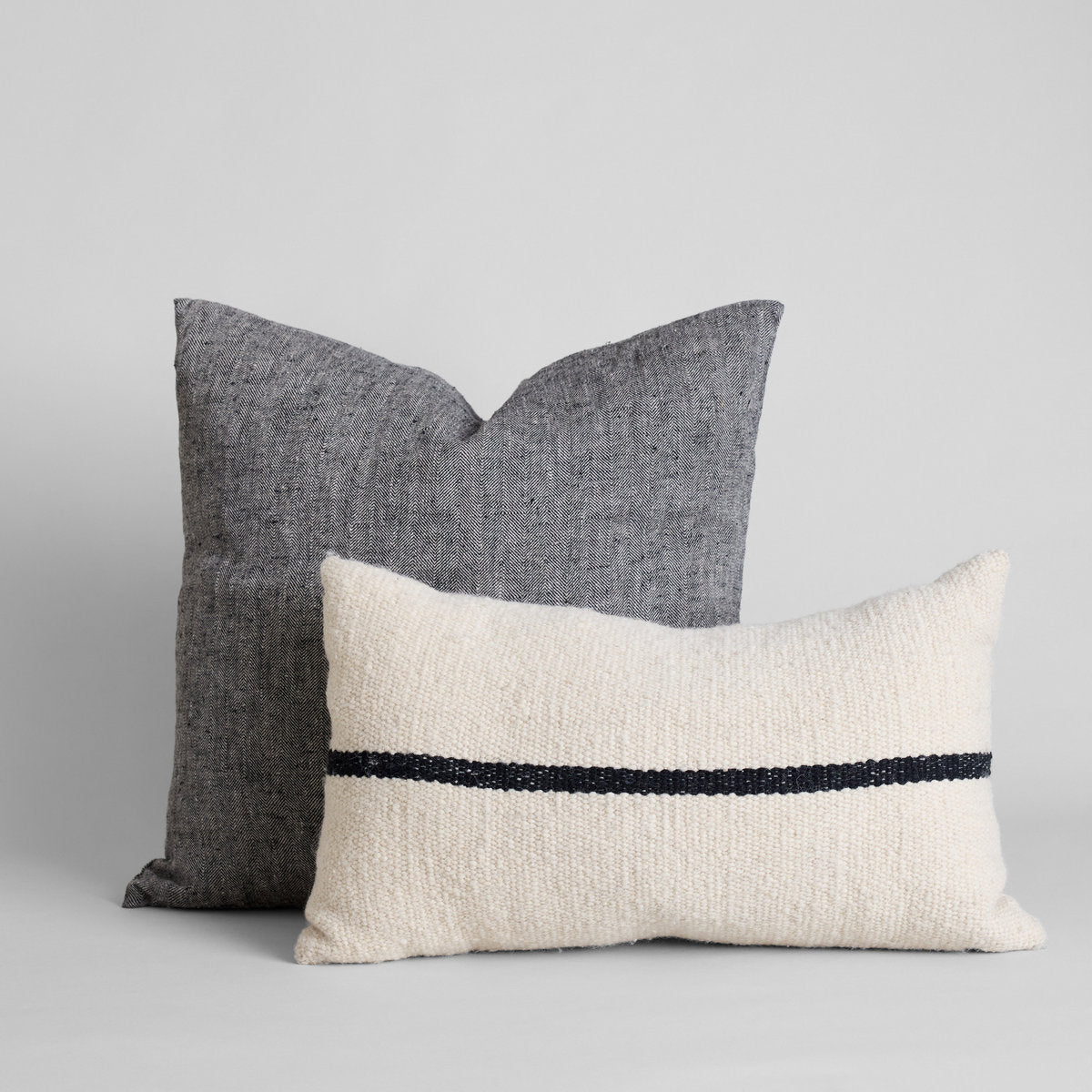 Herringbone Linen Pillow in Black, 24X24 - Bloomist