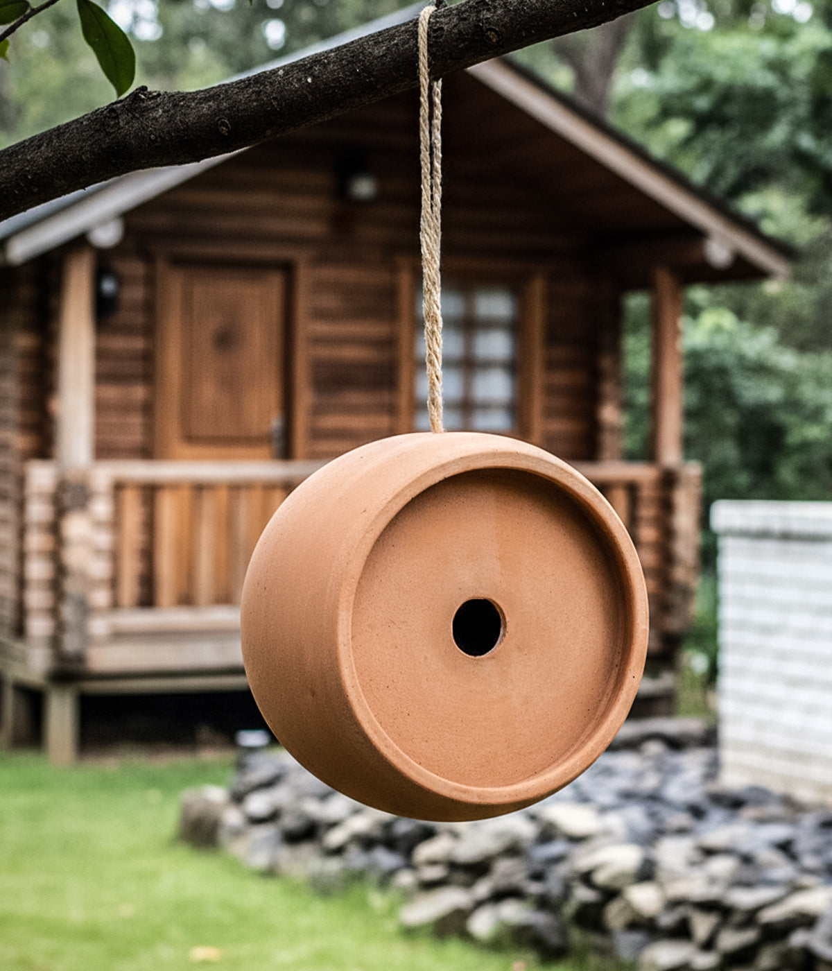 Hanging Handcrafted Terracotta Birdhouse