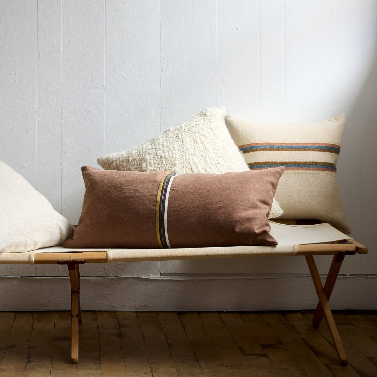 Nube Handwoven Wool Pillow in Ivory, 22" x 22" - Bloomist