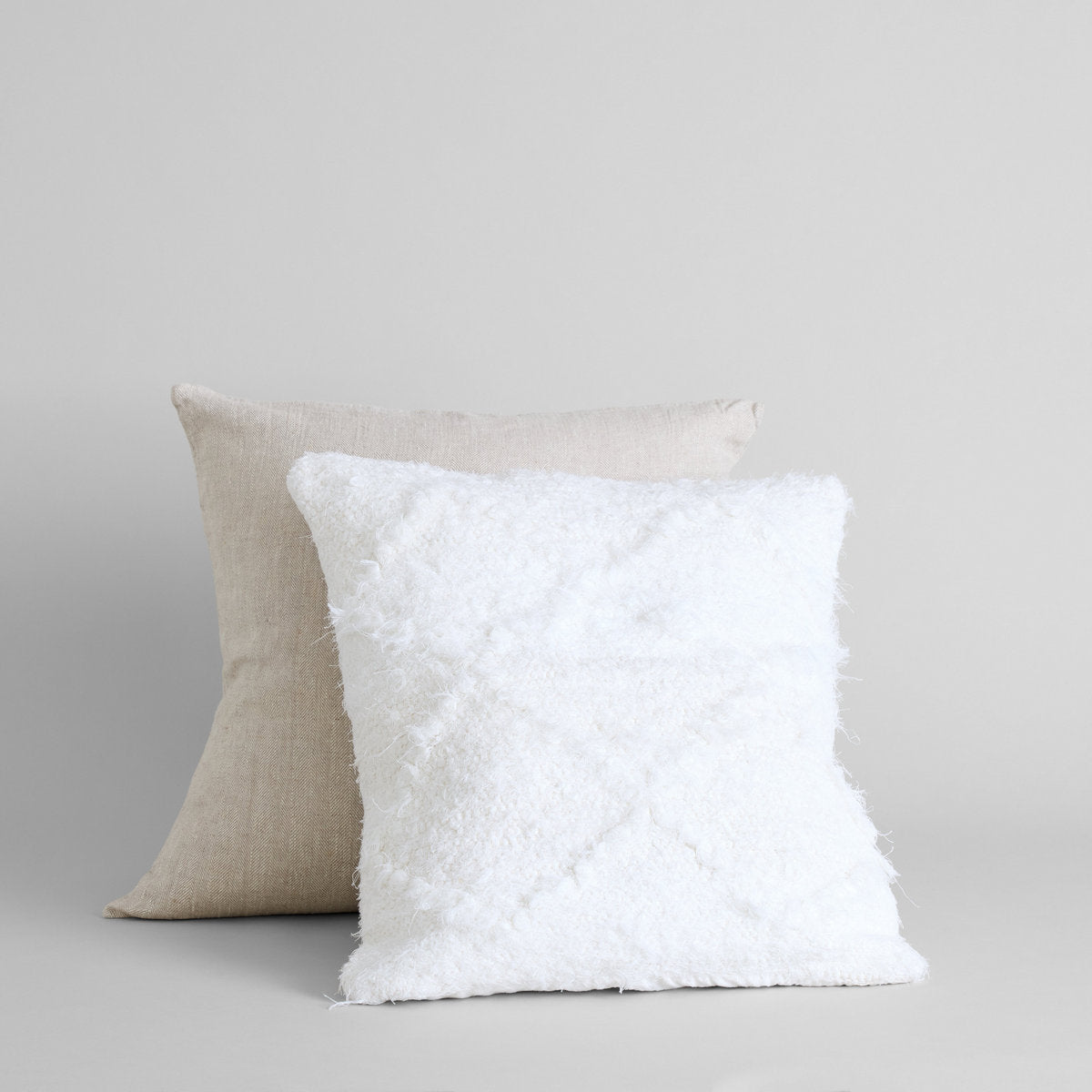 Upcycled Linen Pillow in White, 24 x 24 - Bloomist