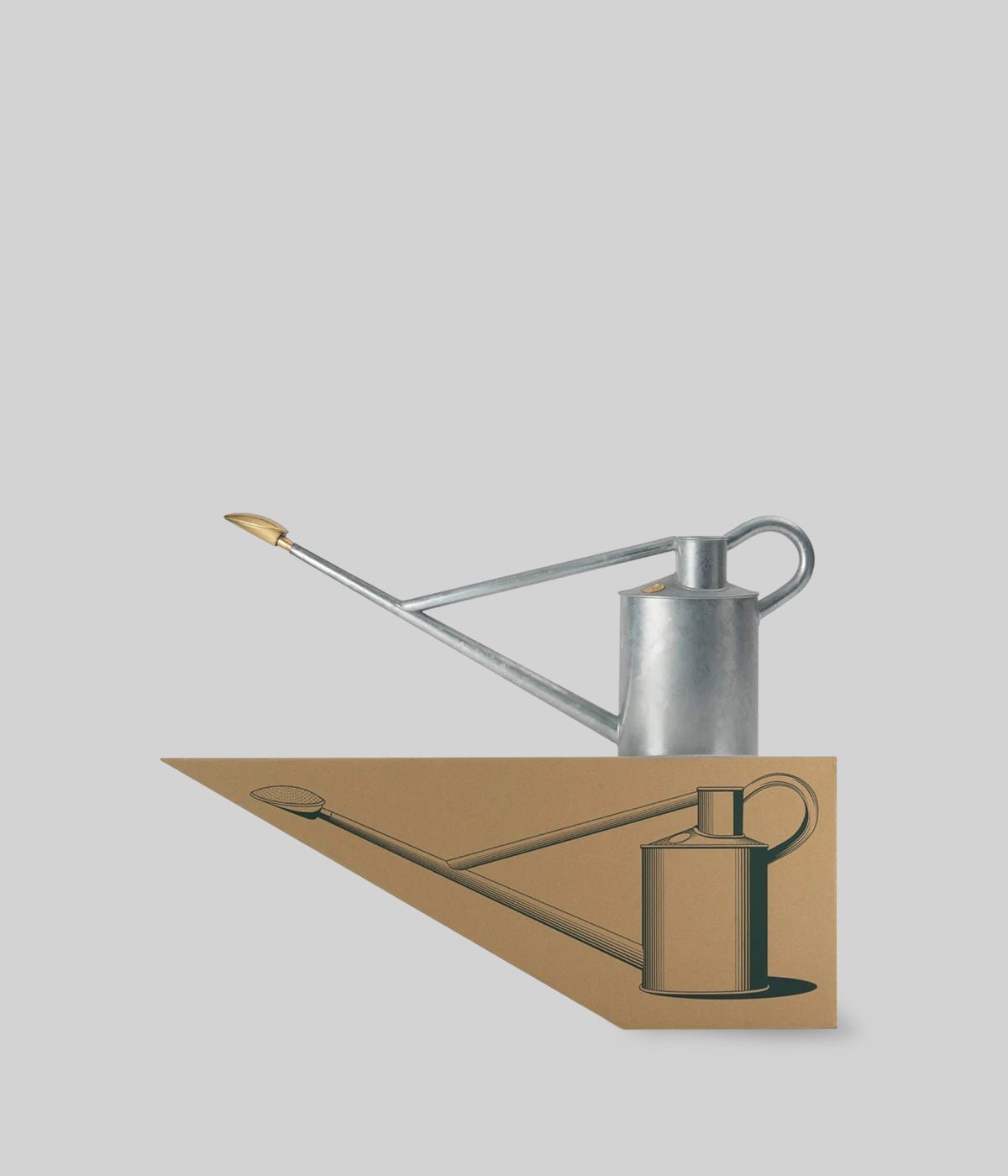 Galvanized watering can 2 gallon size with brass rose and long spout