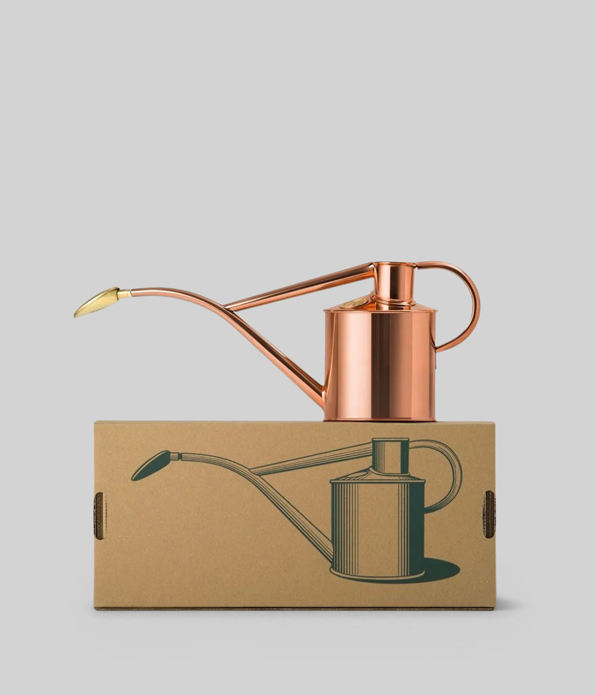Long spout watering can in copper with 2-pint size and removable non-drip brass rose