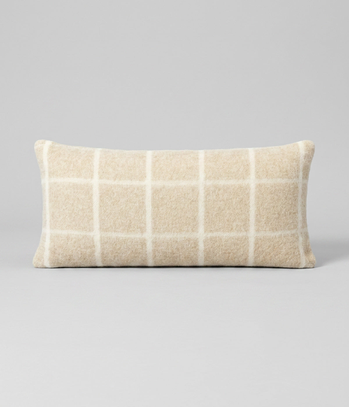 Umi lumbar Limestone Melange Ivory Grid showing ivory grid on sandy-beige
