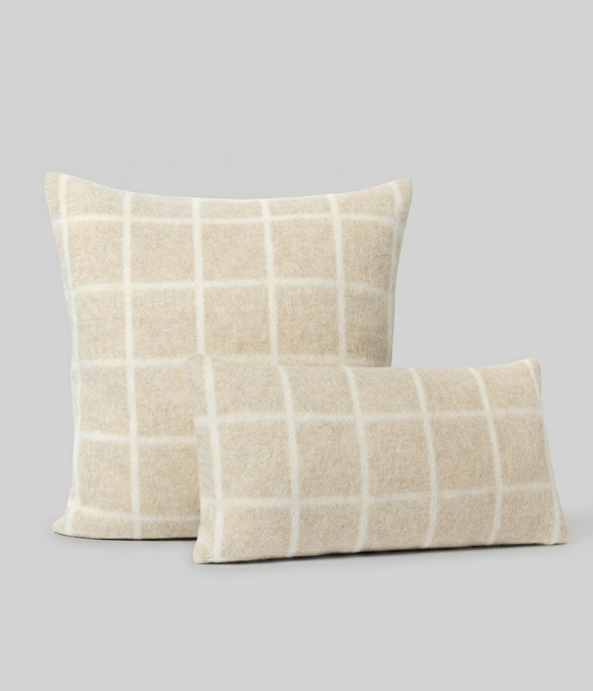 Umi square and lumbar pillows in Limestone Melange