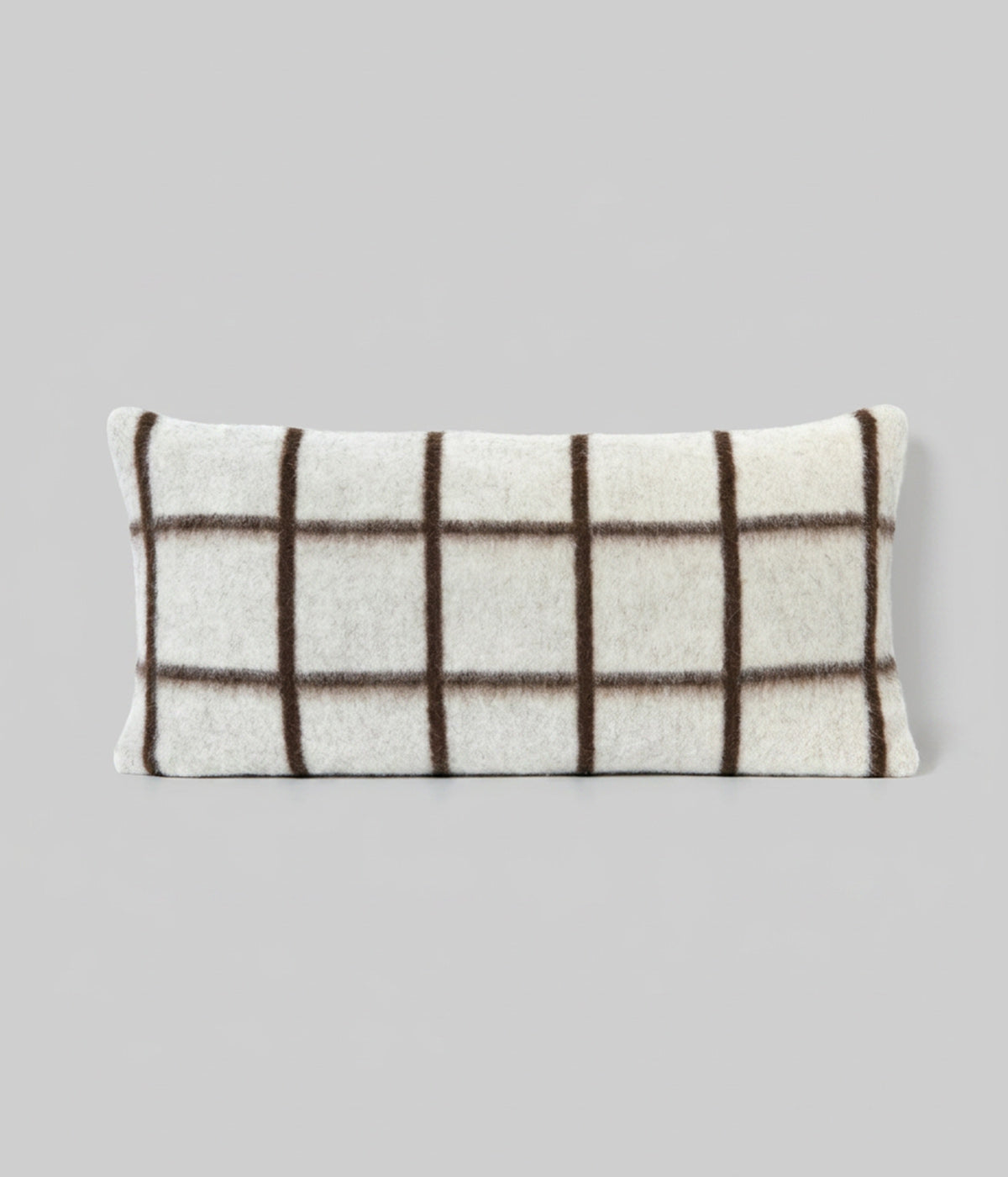 Umi lumbar Ivory Coffee Grid showing warm brown grid on ivory ground