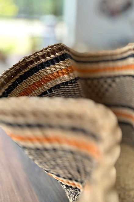 Large African woven basket for planter or storage use