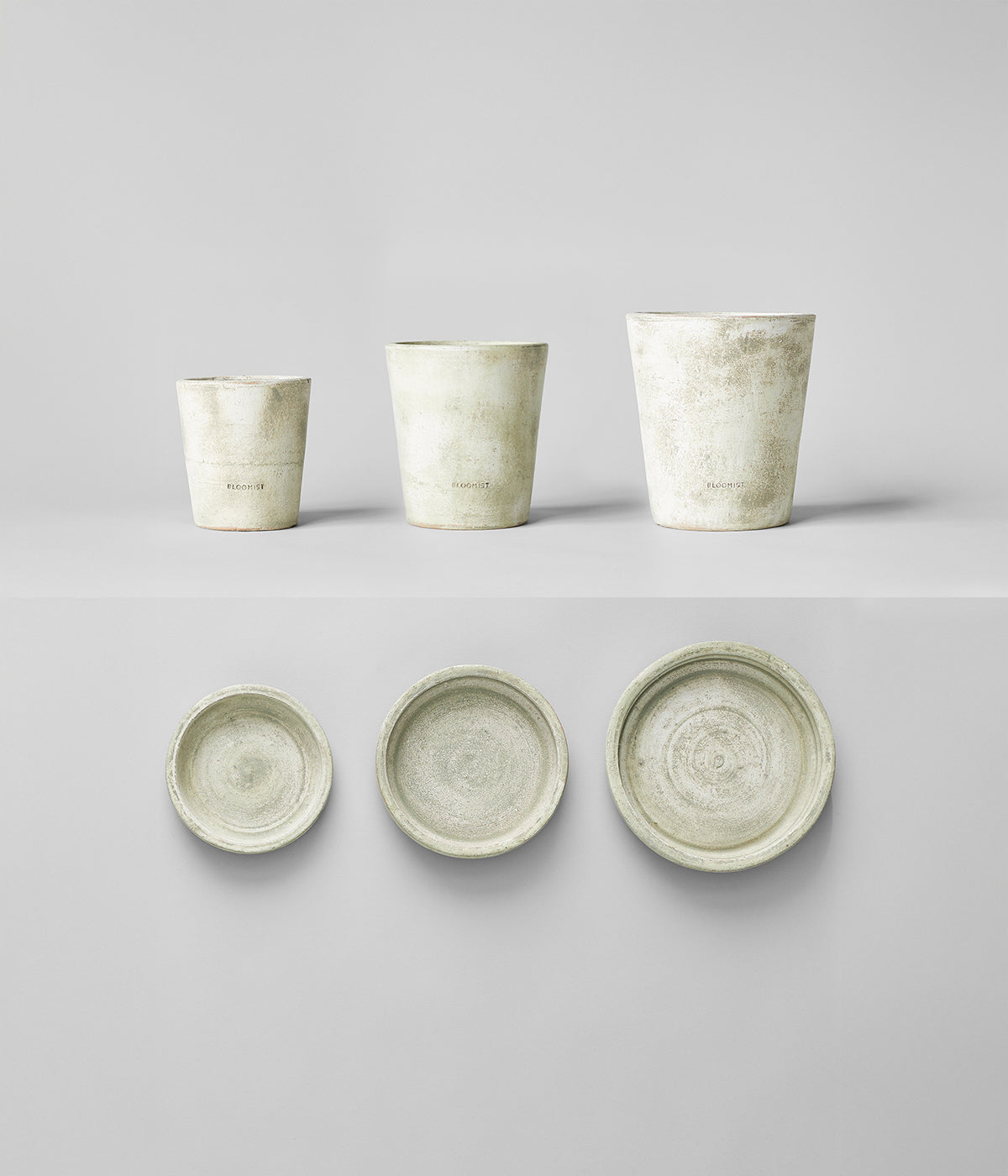 White Patina Planters and Trays Bundle made in Honduras 