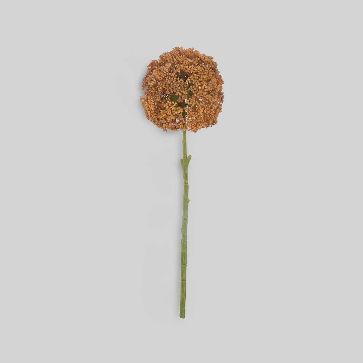 Faux allium stem with umber flower head and flexible wire stem