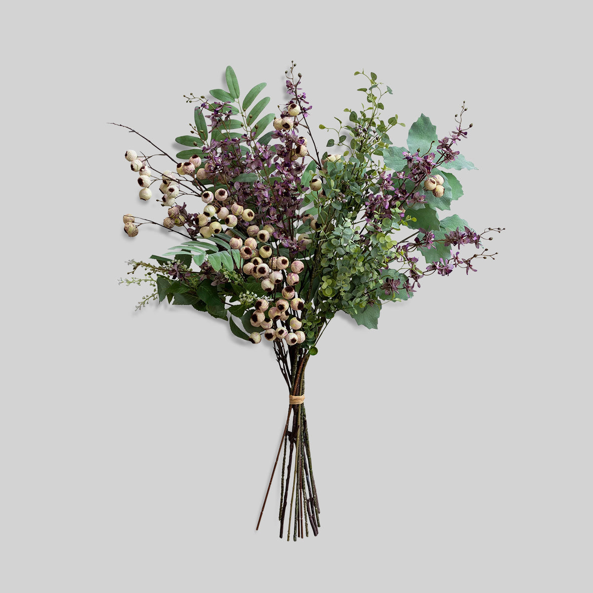 Faux purple orchid bunch with layered foliage