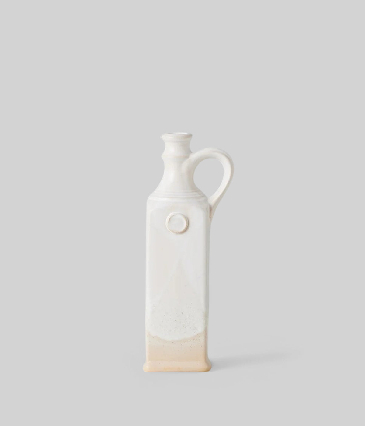 Handthrown Balsamic Vinegar Dispenser with raw base and white glaze made in Europe